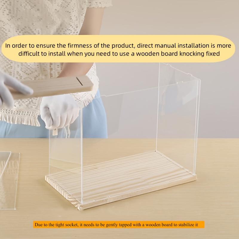 Transparent Acrylic Display Box, Wooden Shelves Storage Box,Suitable for Protection and Display of Small Collections of Toy Car