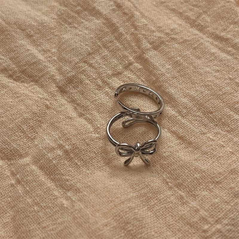 Fashion Bow Ribbon Rings For Women Sweet Cute Geometric Bow Opening Adjustable Rings Wedding Party Jewelry Gifts