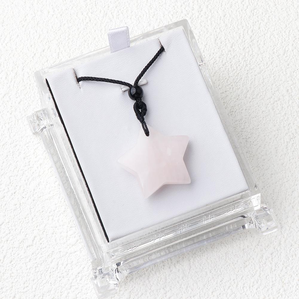 

1PC Natural Stone Star Shape Pendant Black Agate Tiger Eye Christmas Pendant Necklace Women Holiday Party Gifts
