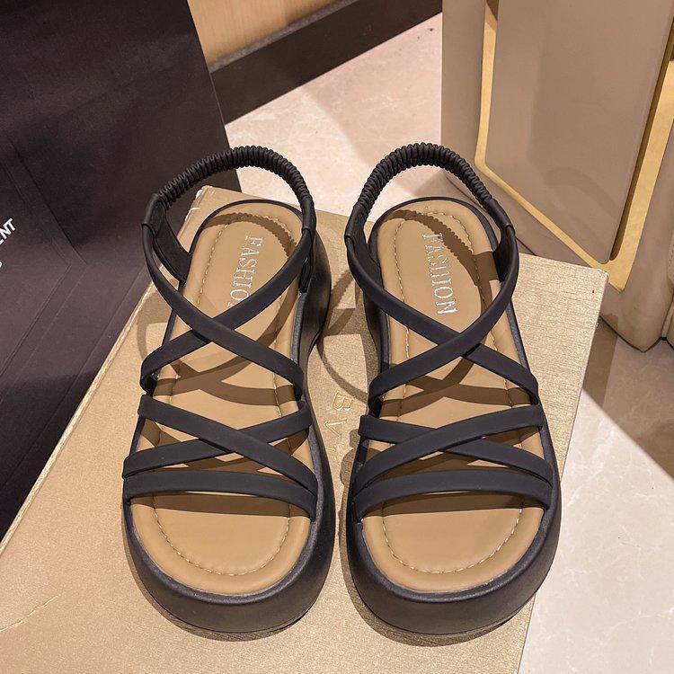 Women's 2024 Summer Platform Sandals with Small Cross-Strap and High Heel In New Korean Style