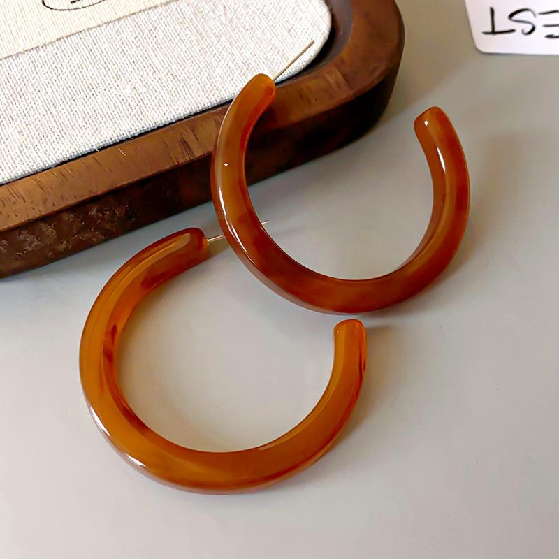 Maillard coffee color geometric earrings 2025 light luxury high-end temperament stud earrings niche retro style earrings