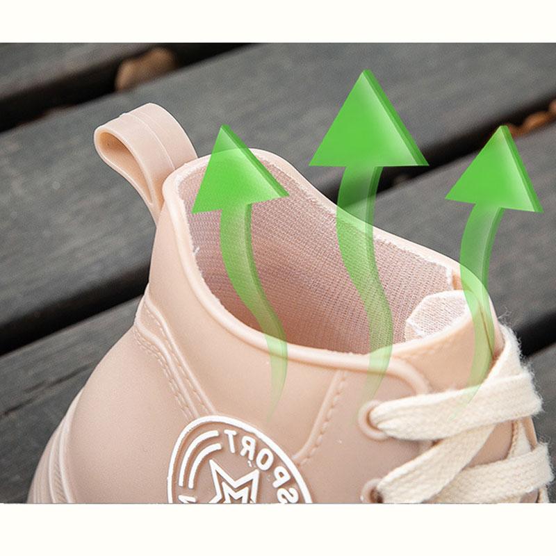 Fashion High Top Women's Rain Boots Lady Shoes Platform Waterproof Women's Wellies Non-slip Rainshoes Outdoor Casual Lace Up Rainboot