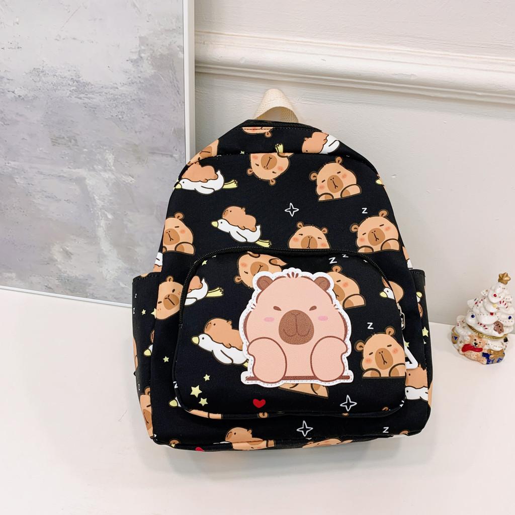 Cartoon Capybara Printting Backpack School Bag For Cute Kids Breathable Gift