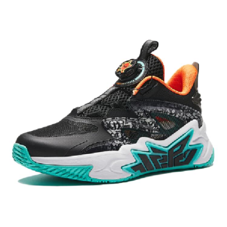 Anta Kids Comfortable Simple Low-Top Basketball Shoes Kids Sneaker Black Green 312421109-4