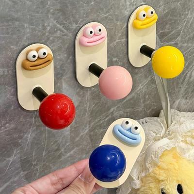 Bathroom Adhesive Wall Hook Cute Colorful Hanger  Bathoom Towel Hanger Creative Room Door Coat Hooks Kitchen Storage Accessories