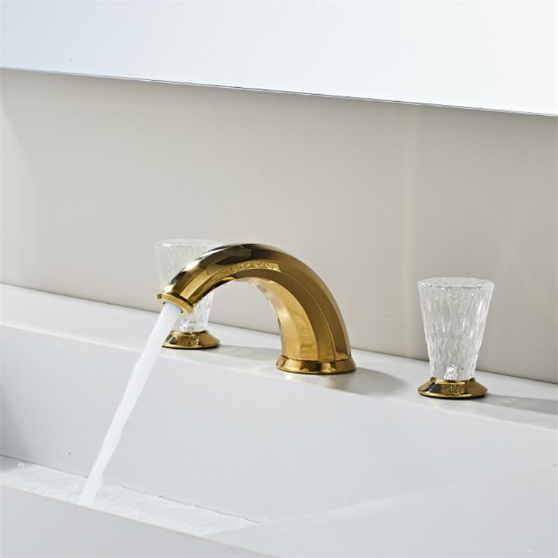 Gold Bathroom Faucet Modern basin faucet Brass widespread faucet Tap luxury Basin Mixer Hot And Cold shower room sink Faucet