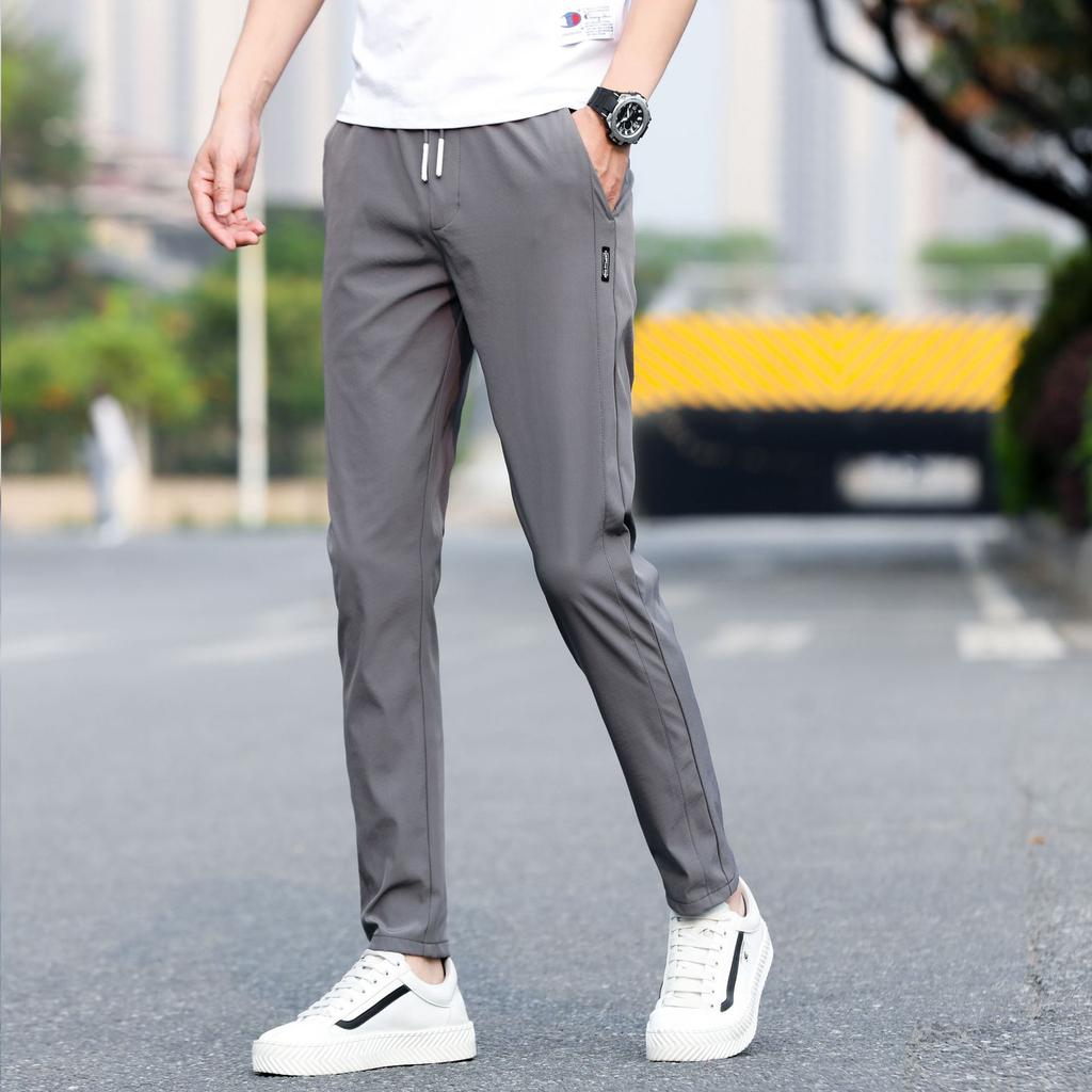 2024 Spring/Summer New Ice Silk Casual Pants Thin Loose Straight Pants Sports Pants Men