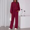 Europe, America and foreign trade 2025 autumn and winter fashion leisure sports suit zipper long-sleeved sweater wide-leg pants two-piece set women