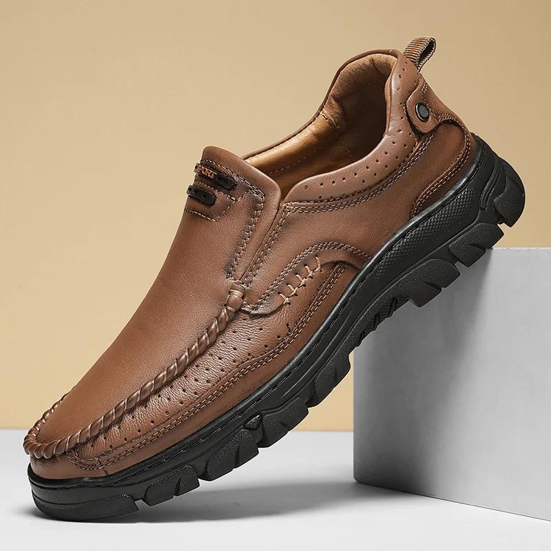 Fashion New Men Casual Shoes Genuine Leather Men's Handmade Slip-on Driving Shoes Flat Loafers Moccasins Walking Hombre Zapatillas Male