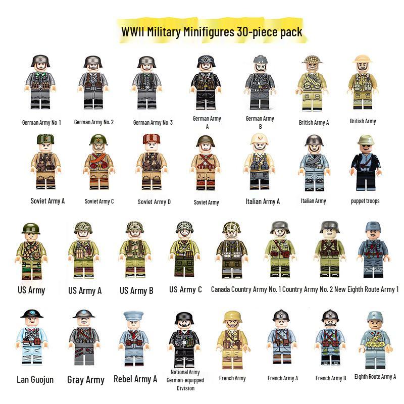 WII Military Figure Building Blocks: Weapons & Soldiers Toy Set for Boys