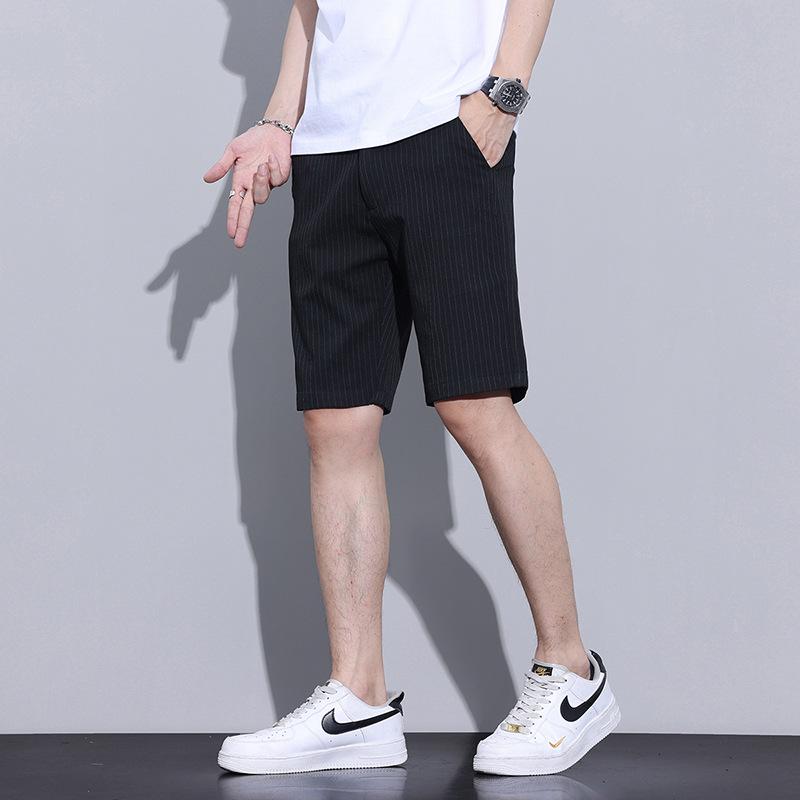 Men s Summer Striped Five-Point Loose Casual Breathable Sports Pants 30 чёрный