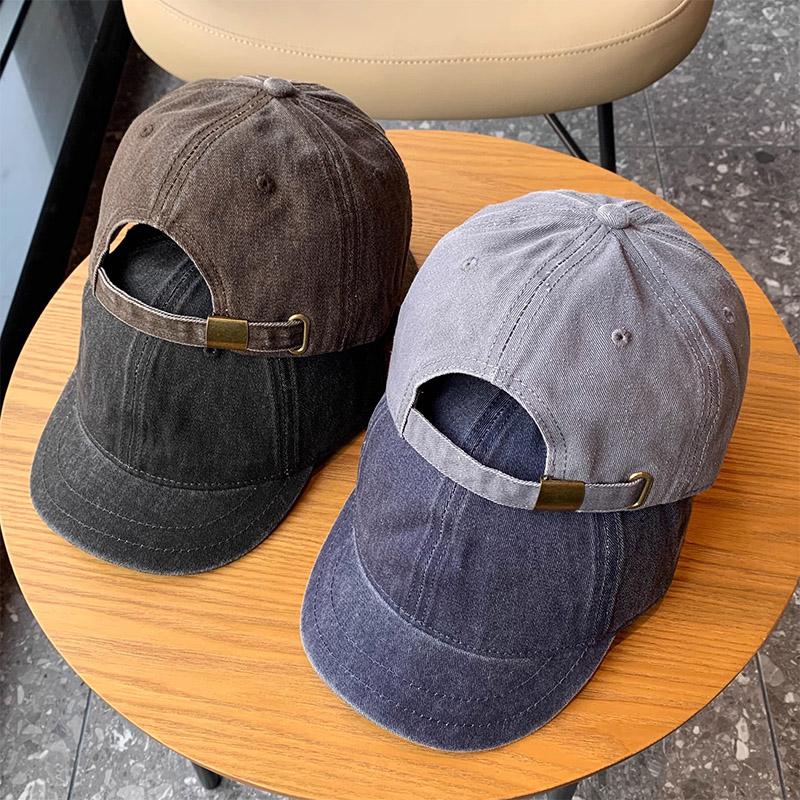 Vintage Short Brim Demin Baseball Hat For Women Men JK Korean Washed Cotton Peaked Hat Snapback Hip Hop Dad Trucker Caps Bonnet