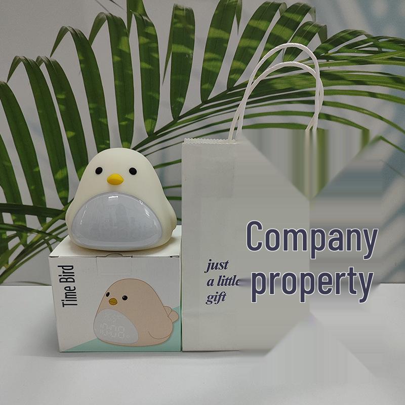Time Bird LED Alarm Clock with USB Charging - Silent Cartoon Bedside Night Light for Bedroom or Dorm