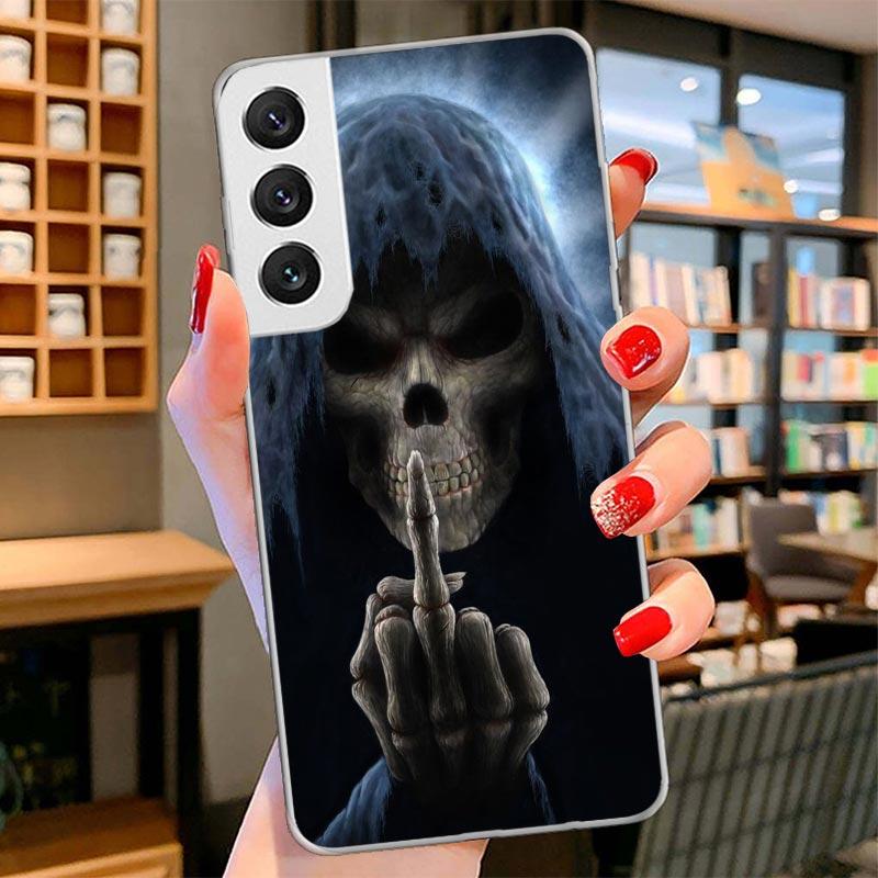 Grim Reaper Skull Skeleton Cover Phone Case For Samsung Galaxy S26 S25 Edge S24 Ultra S23 S22 Plus S21 S20 FE Soft Fundas Shell