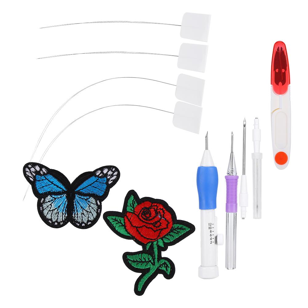 Punch Needle Set Embroidery Stitching Craft Tool TPR Handle DIY Sewing Threading Device