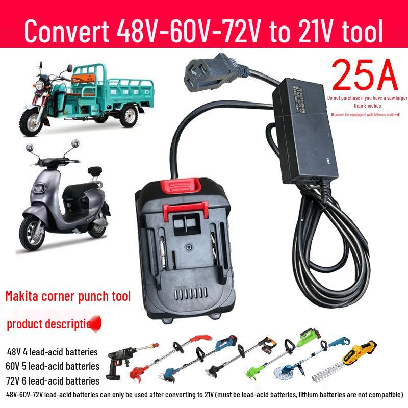 E-bike Converter Cable: 48V/60V/72V to 21V for Makita Tools
