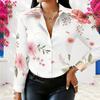 Plus Size Womens Long Sleeve White Collared Button Closure Blouse