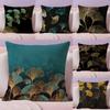 Ginkgo Leaves Luxury Cushion Cover Natural Linen Pillow Case Double-Sided Print Decorative Sofa Pillowcase Home Decor Gift