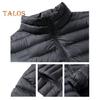Men Cotton Coat Stand-Up Collar Long Sleeve Solid Color Quilted Jacket with Pockets Winter Lightweight Short Outwear