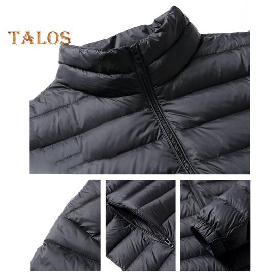Men Cotton Coat Stand-Up Collar Long Sleeve Solid Color Quilted Jacket with Pockets Winter Lightweight Short Outwear