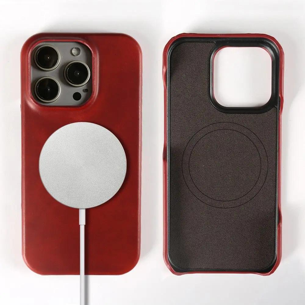 Business Genuine Leather Phone Case For Iphone 16 Pro Max 15Pro Aesthetic Vintage Back Cover For Iphone 13Pro 12Pro 11 14Pro 12