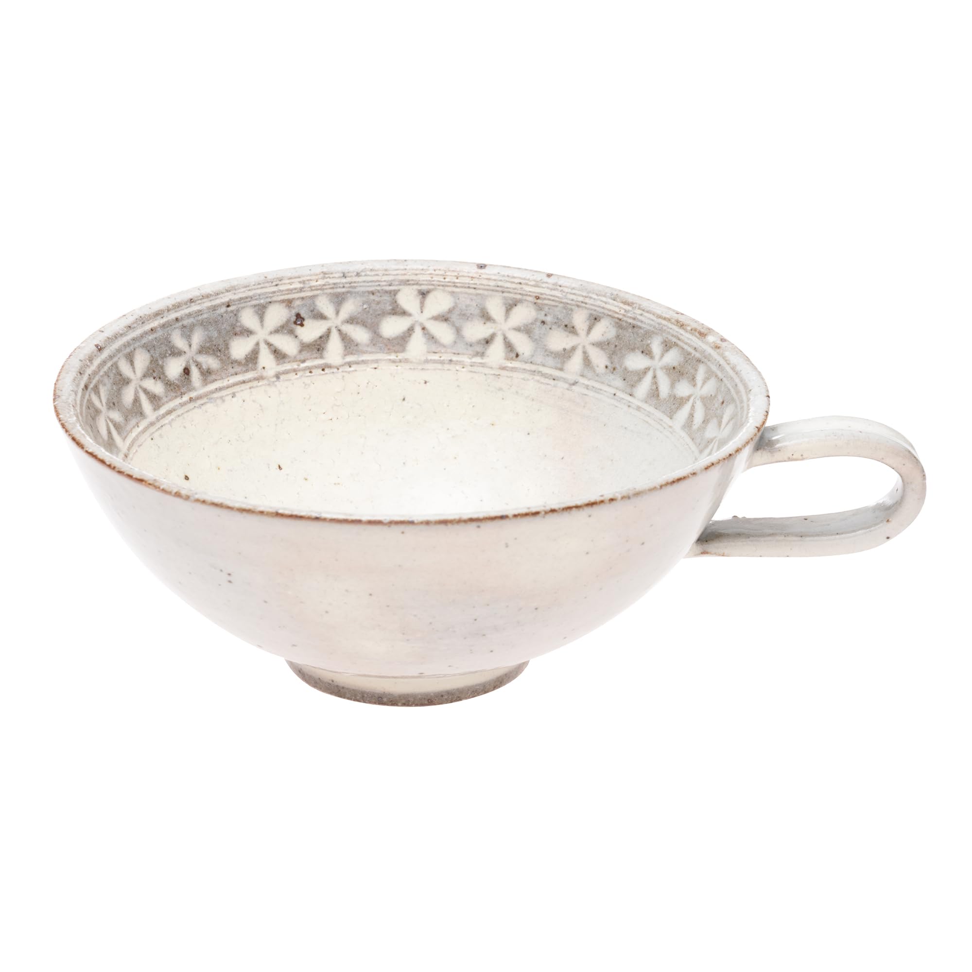 

Koyo Pottery Flower Mishima Soup Bowl with Flower Rim 20811