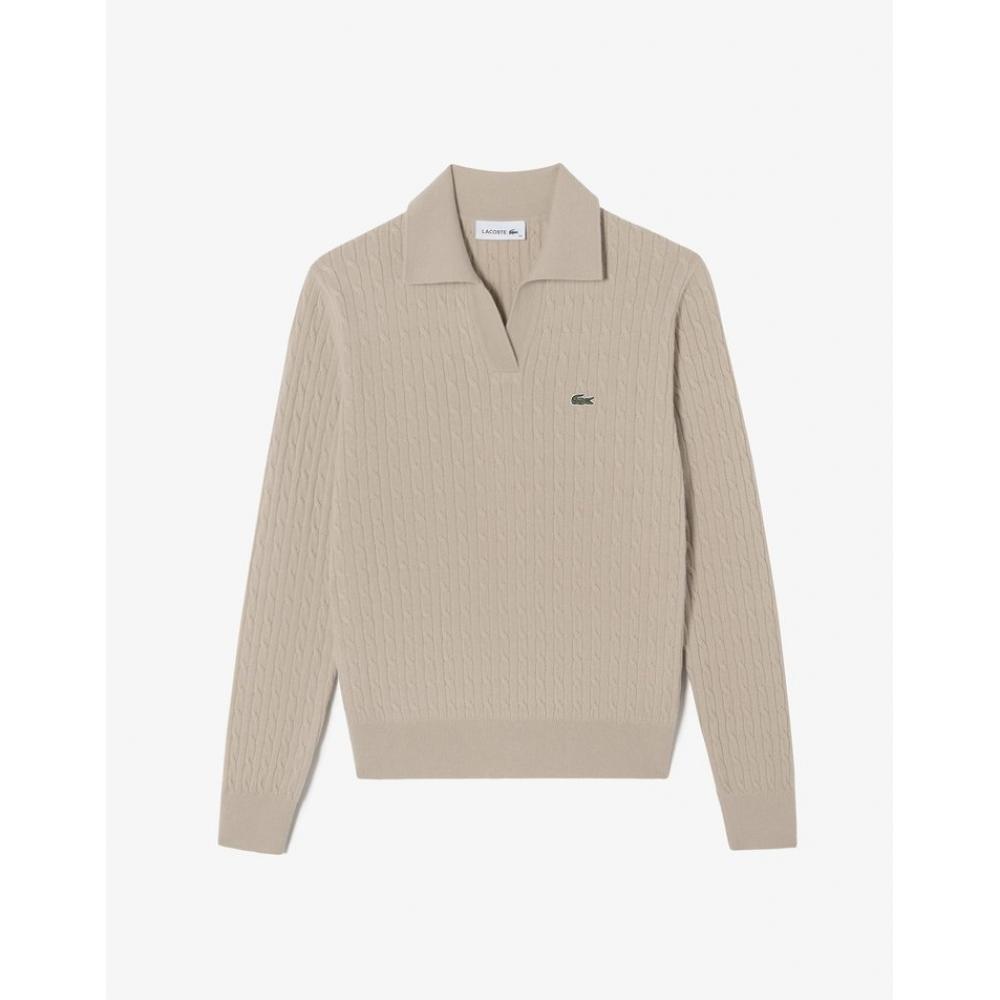 

LacoSte Women S Cable Open Collar Sweater Af197e 54n 02S 036