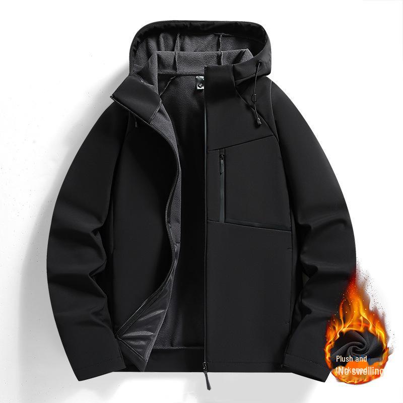 

2024 Унисекс Soft Shell Куртка, Осень/Зима, Плюс Бархат, Теплая, Свободный Покрой, С Капюшоном 6XL