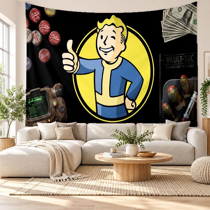 Fallout Vault Boy Wall Tapestry Home Decor Hanging Cloth Art Background Tapestry for Bedroom