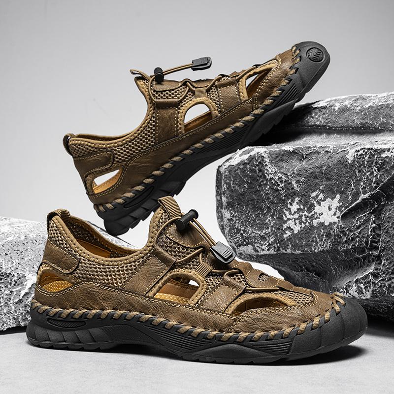 Fashion New Men's Sandals Summer Mesh Breathable Casual Shoes Anti Slip Beach Shoes Fashion Quality Outdoor Roman Style Walking Shoes