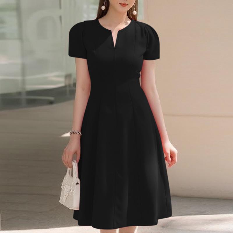 

ZANZEA Женское повседневное летнее платье А-силуэта с V-образным вырезом и короткими рукавами 5XL чёрный