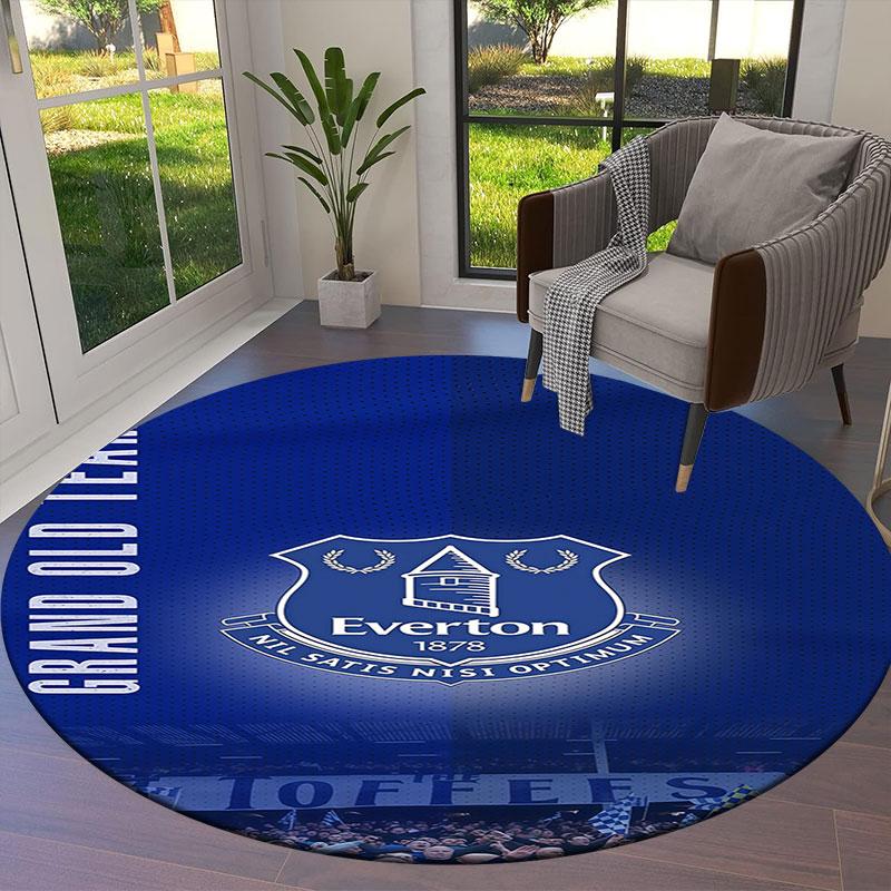 Tappeto Rotondo Everton F.C., Tappeto per Soggiorno Camera da Letto Divano Stanza dei Giochi Decorazione, Tappetino Antiscivolo