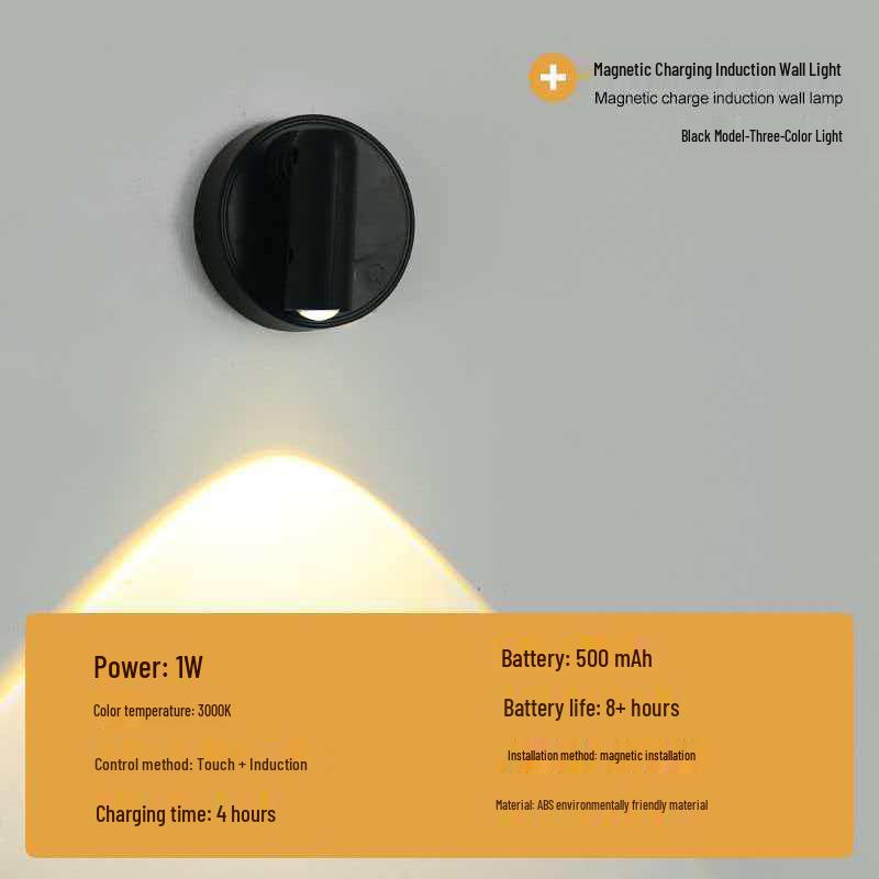 CE-Certified Multi-Angle Smart LED Night Light, Hill-Shaped Spotlight with 7 Colors, Magnetic Induction, Ambient Wall/Table Lamp