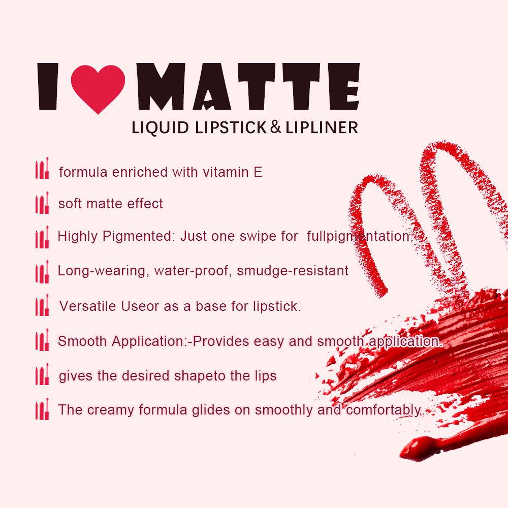 Waterproof Matte Lip Liner & Gloss Set: Long-Lasting, Non-Fading, Non-Stick