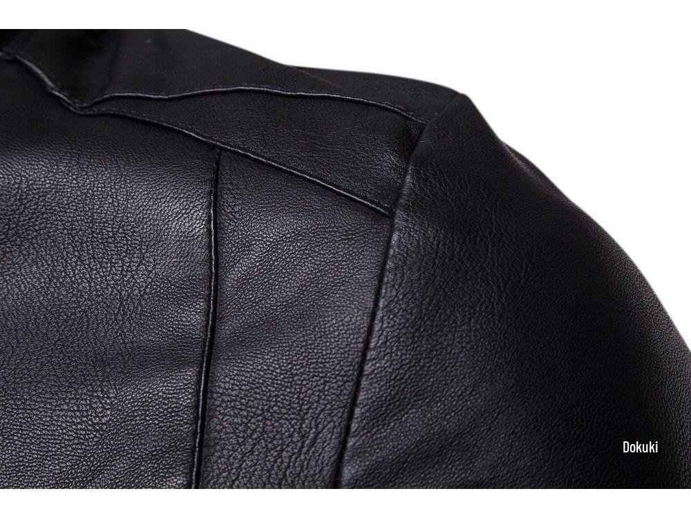 Korean Style Men's Autumn/Winter Leather Stand Collar Jacket - High Quality Fashion Coat