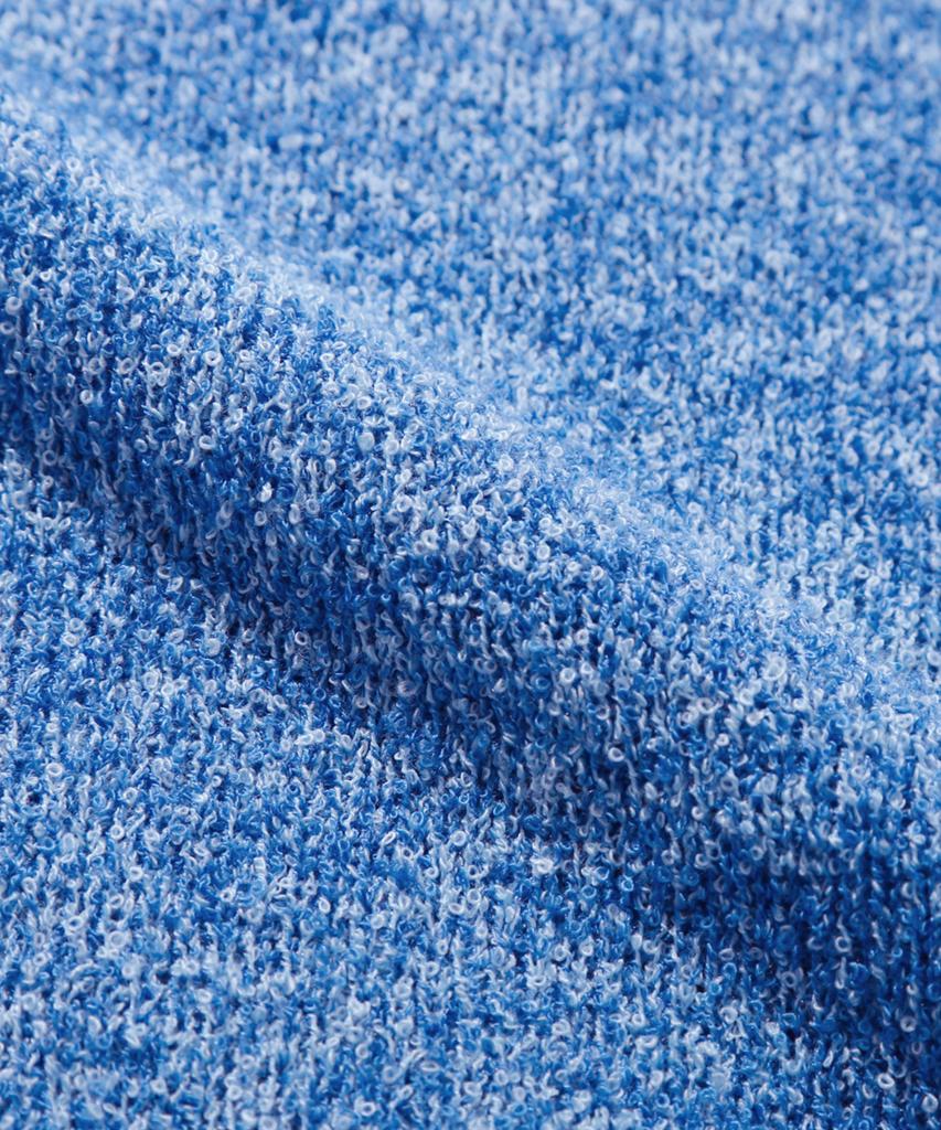 TRILLION Washable Boucle Collar Short Sleeve Knit (Melange Blue)