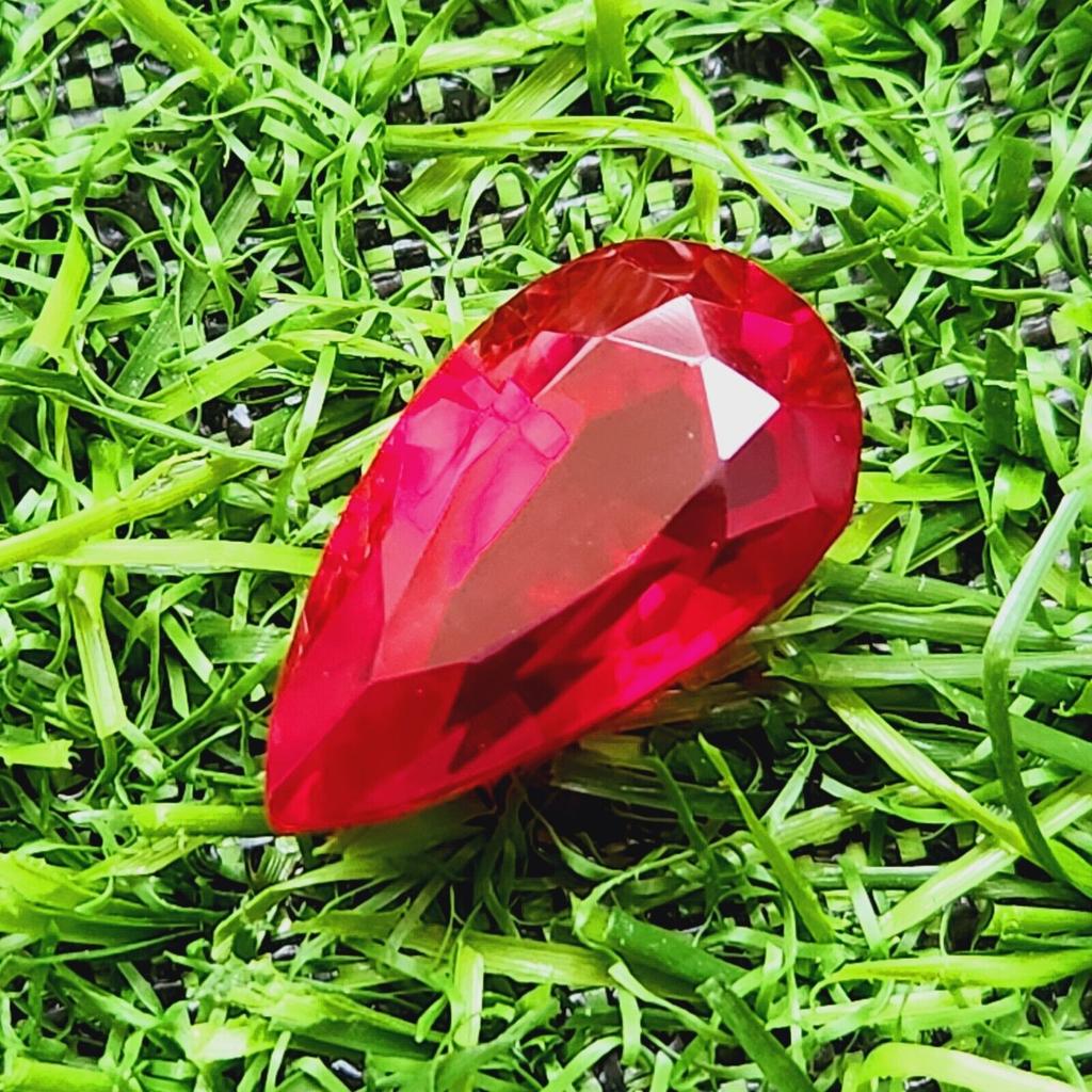 24.90 Ct Heated Ceylon Red Ruby Pear Cut Faceted Loose Gemstone
