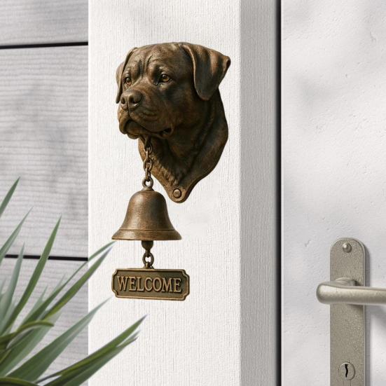 Dog Welcome Bell Doberman Bulldog Door Bell with Welcome Sign Retro Shopkeepers