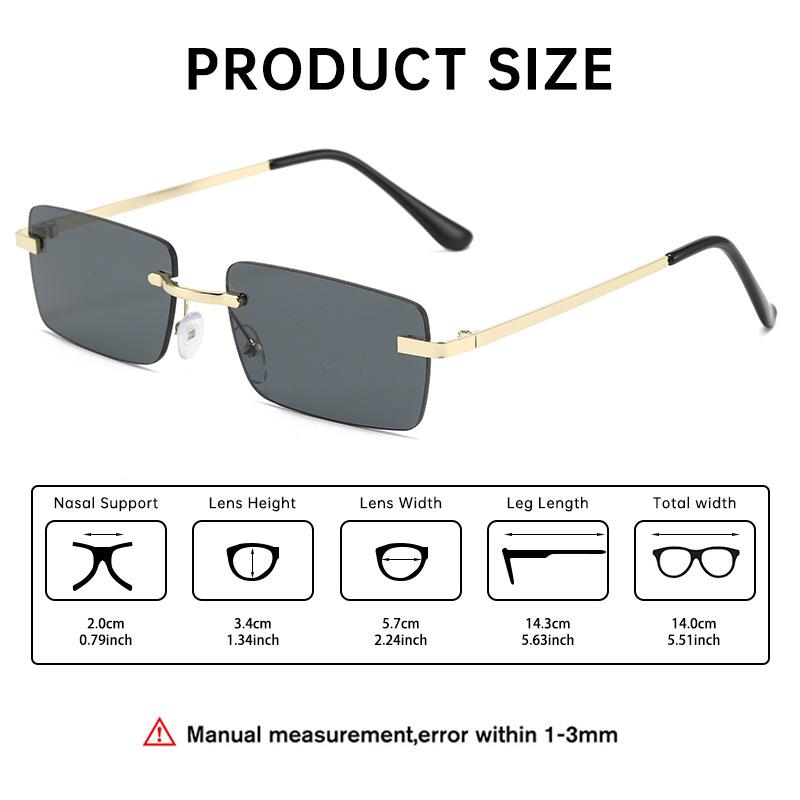 New Rimless Sunglasses Women Men Frameless Rectangle Sun Glasses Travel UV400 Protection Shades Cycling Driving Goggles