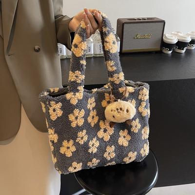 Versatile Large Capacity Plush Women's Bag One Shoulder Portable Fashion Flower Leisure New