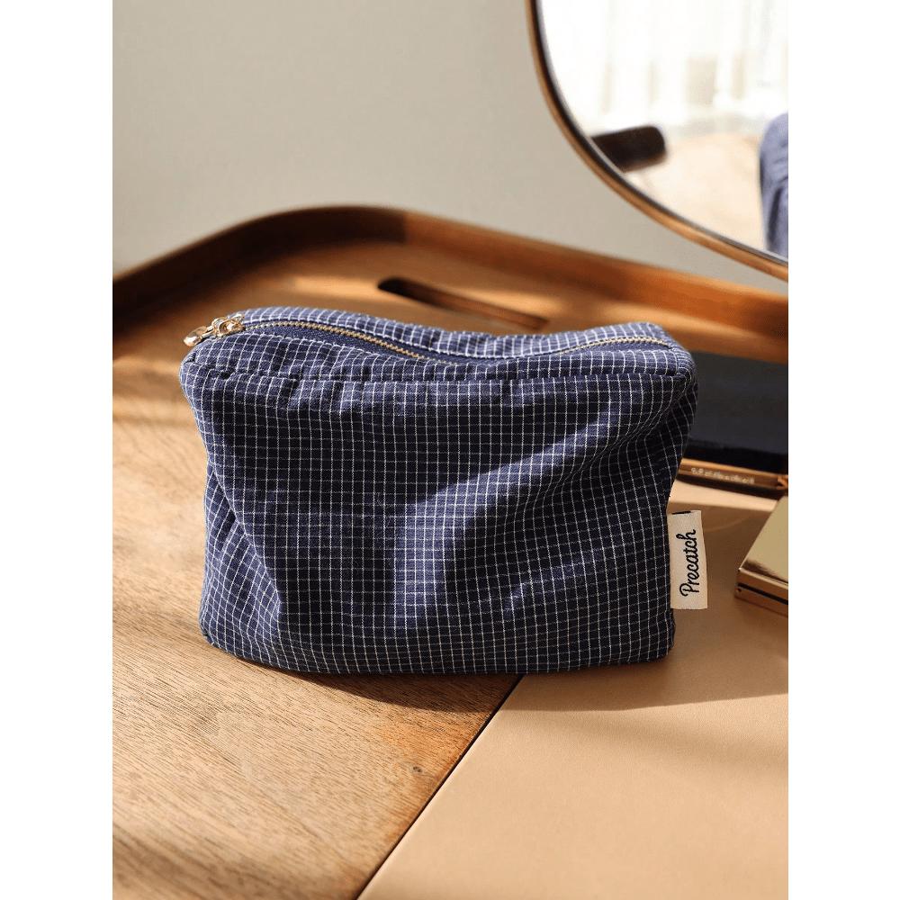 

Многофункциональная косметичка на молнии в японском стиле из клетчатой и полосатой ткани, портативный дорожный несессер, школьные принадлежности, предметы первой необходимости для путешествий, косметичка разноцветный