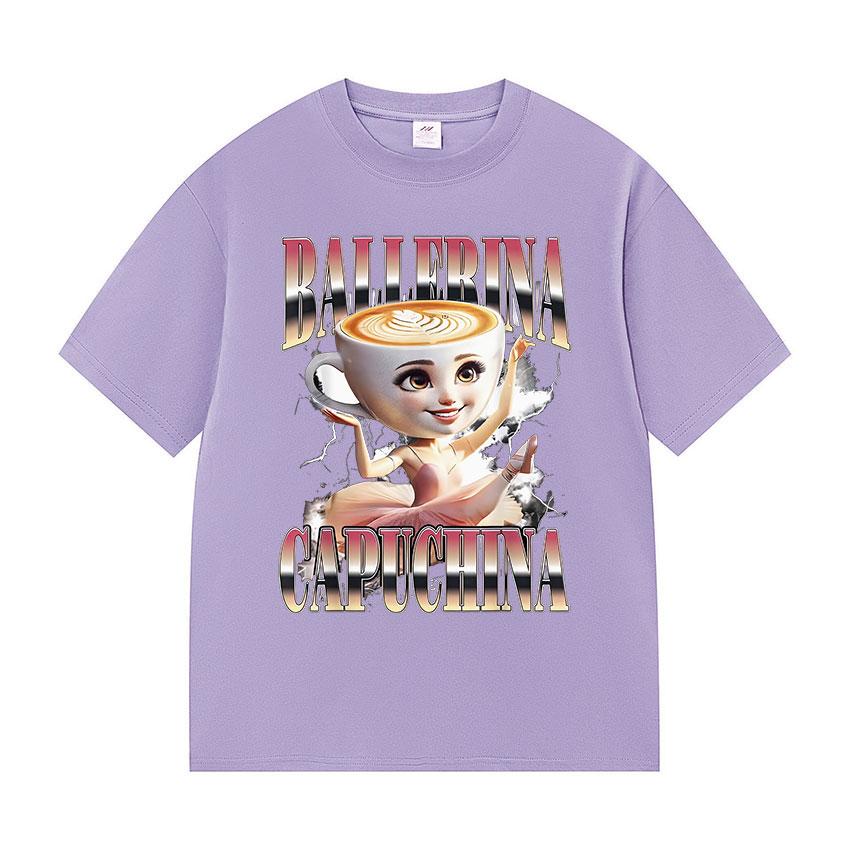 Italian Brainrot Ballerina Capuchina Funny Meme T-Shirt Men Women Fashion Harajuku T-Shirts Summer Hot Sale 100% Cotton T Shirts