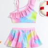 Maillot de bain deux pièces arc-en-ciel 2024 pour filles - Maillot de bain à la mode style robe de princesse pour enfants