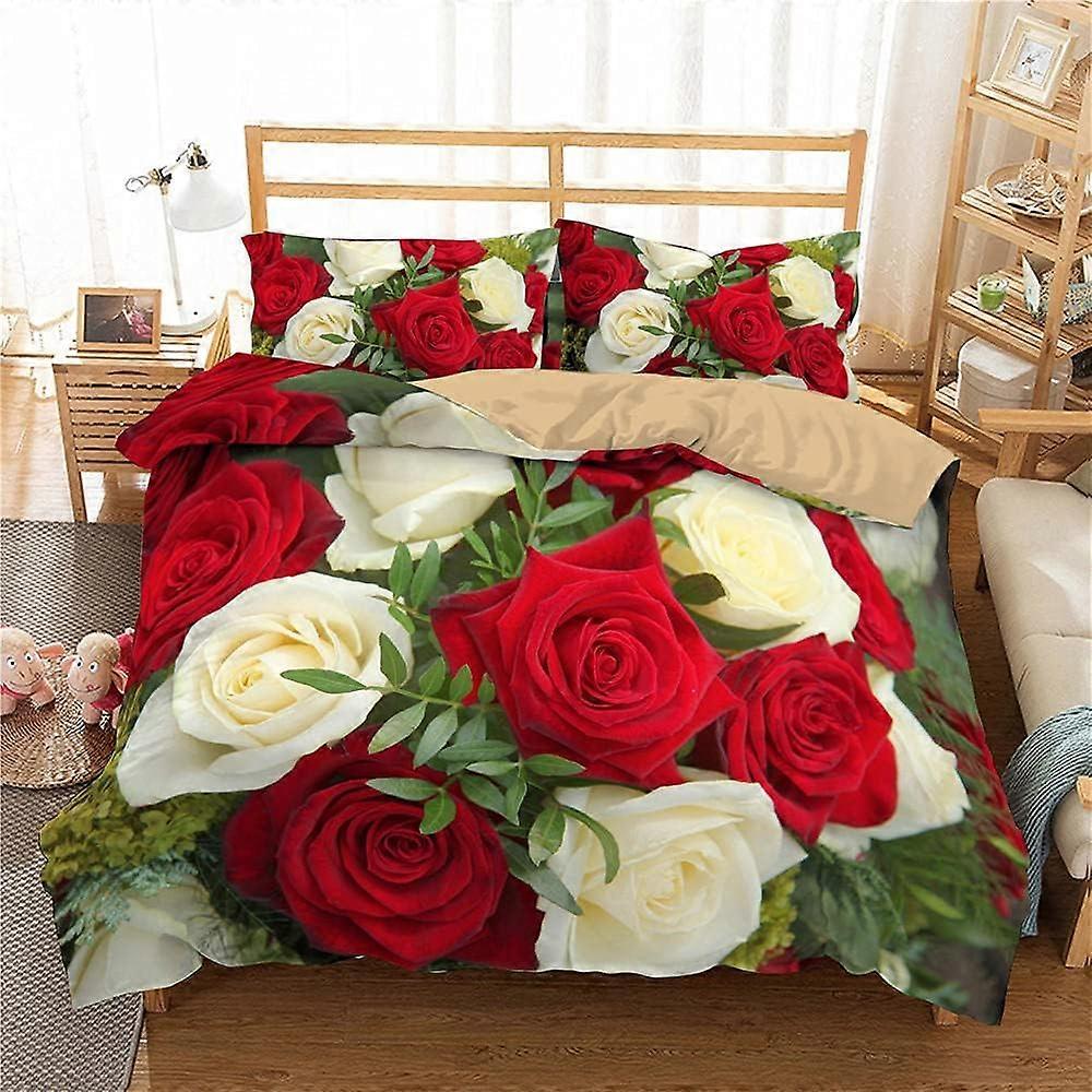 Rose Bedding Set Rose Floral Duvet Cover Set For Kids Boys Girls Romantic Flowers Comforter Cover Botanical Floral Quilt Cover