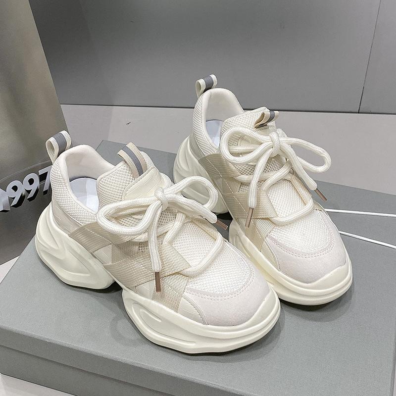 7Cm height increase dad shoes women 2025 new thick-soled little white shoes mesh breathable casual small sports shoes