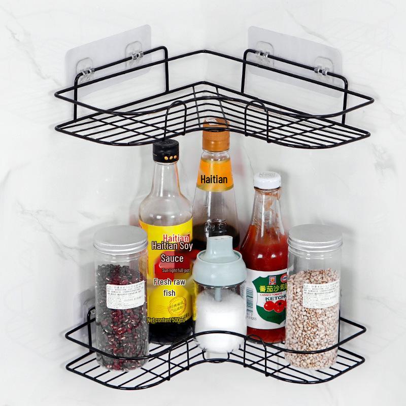 Corner Wall-Mounted No-Drill Bathroom Storage Rack