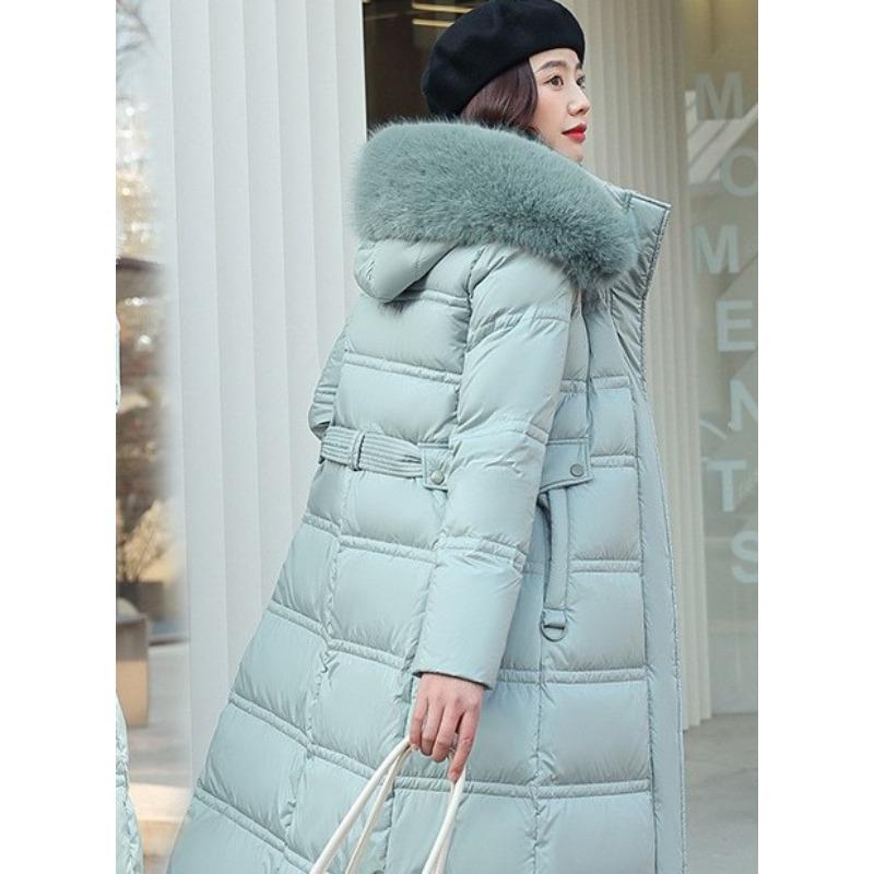 Winter Down Cotton Parkas Jacket Women's X-Long Faux Fur Collar Padded Jacket Thick Loose Large Size Padded Jacket