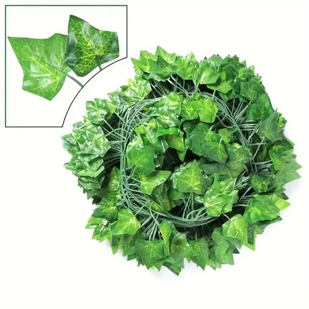 Green Color Artificial Ivy Leaf Plastic Material Lightweight Hanging Garland Flexible Vine Realistic Texture