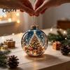 Decorative Lights for Christmas Glowing Ornament with Lanyard, Unique Styles Miniature Glass Pendant LED Santa Claus Snowman Nutcracker Figures Light,