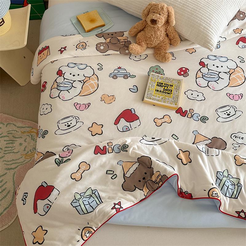 Cartoon Milk Knit Cotton Baby Quilt – Cooling Summer Blanket for Infants